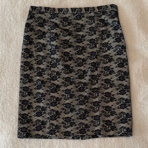 Moschino Gray and Black Floral Pencil Skirt